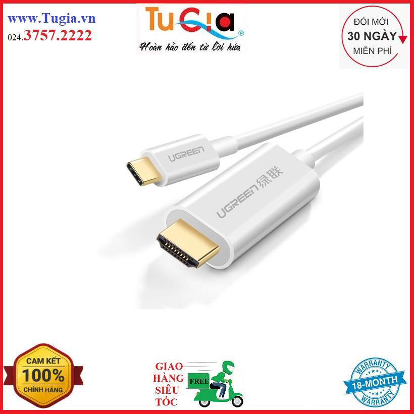 Cáp chuyển đổi usb-c to hdmi hỗ trợ 4k,3d dài 1,5m ugreen 30841-hàng chính hãng