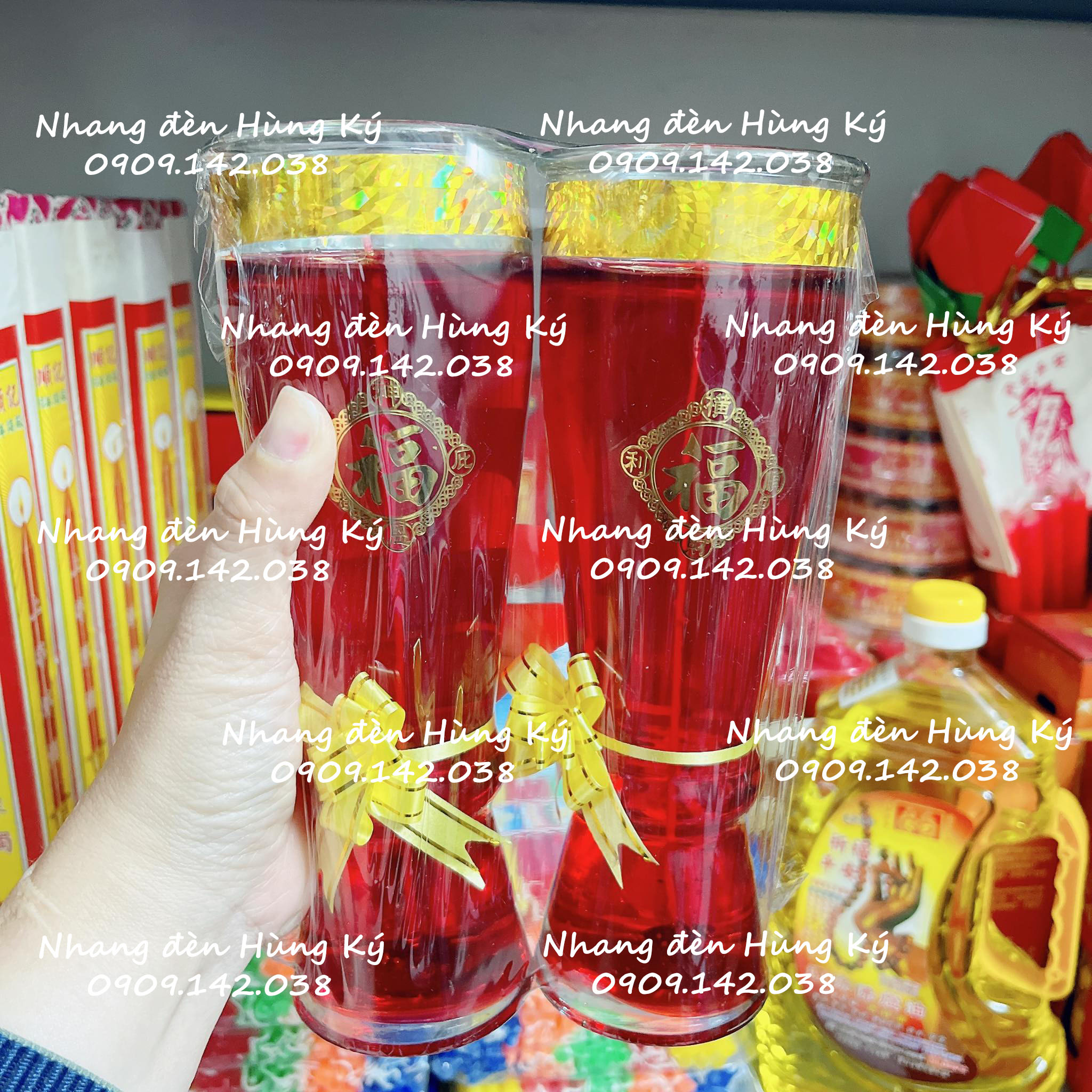 [Hộp 3 cặp] Đèn cầy ly đại Q40 cao 21cm