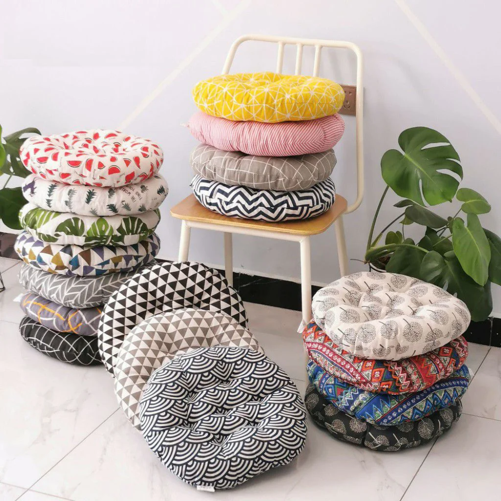 Đệm Ngồi Bệt Tròn Nhật Bản Hoa Văn Cao Cấp Êm Ái