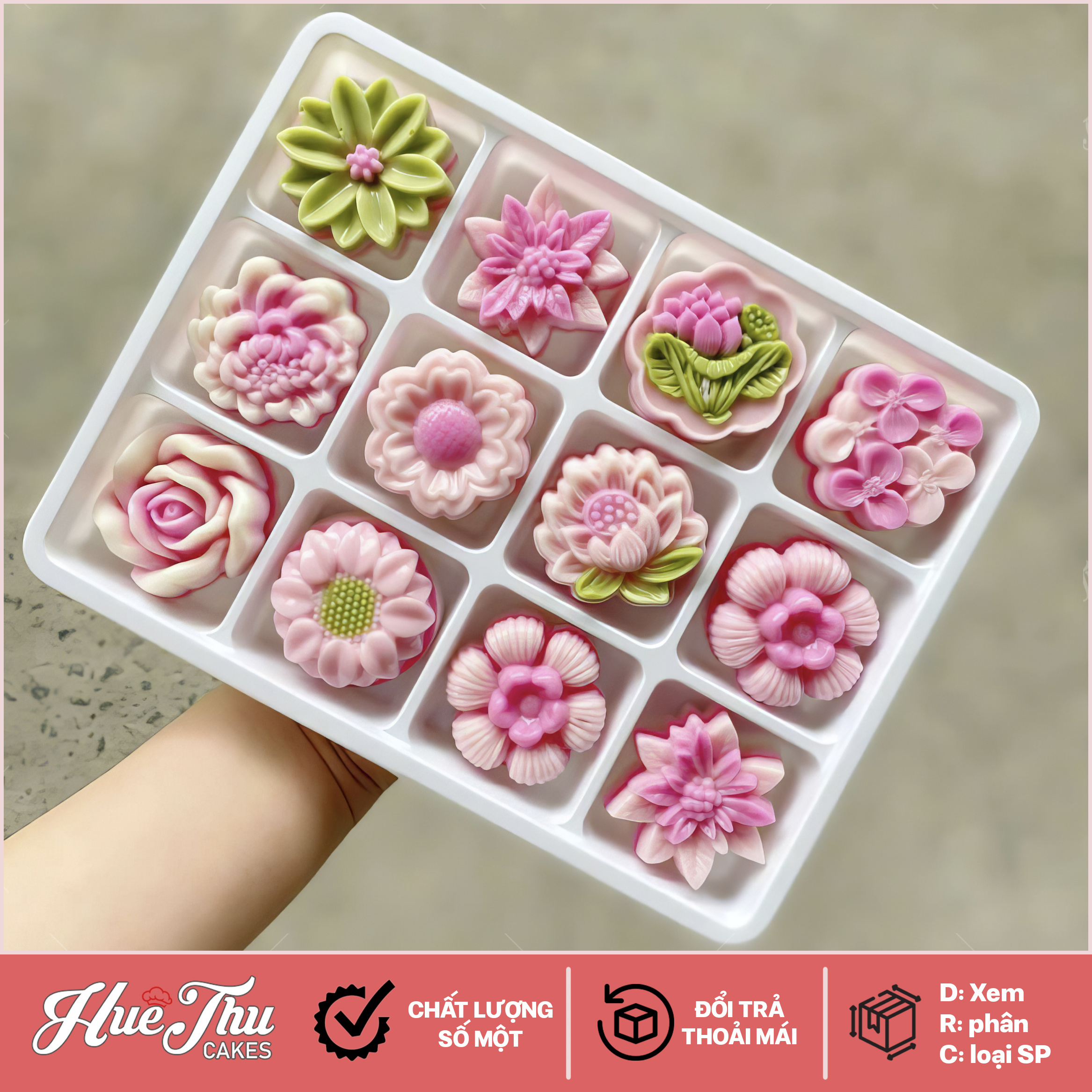 Hộp Nhựa Đế Trắng 12 Ô 5.3cm HC15 (10 hộp) Đựng Rau Câu, Bánh Mini, Xôi, Cup Set Tiện Dụng