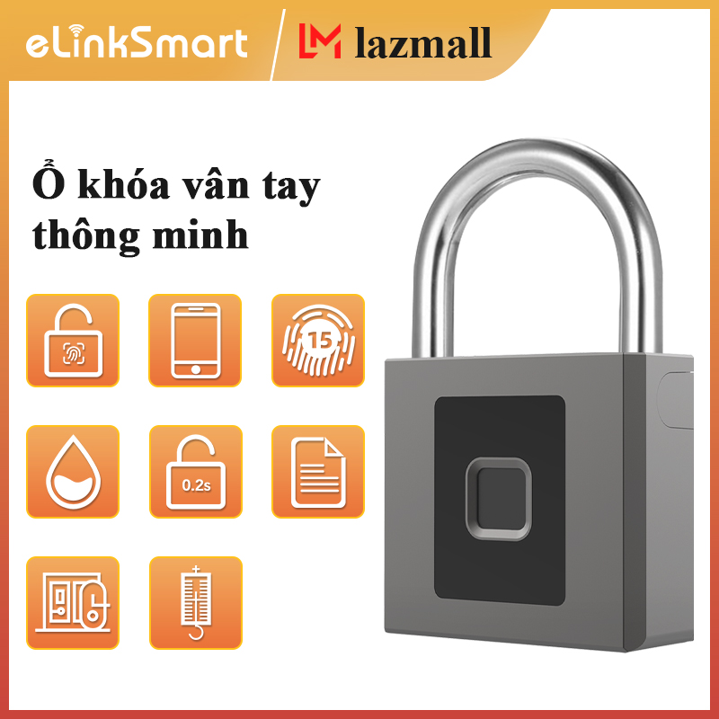 eLinkSmart  Khóa vân tay elink P9 / P9BF ổ khóa di động, ổ khóa thông minh đa chức năng, chống nước, chống trộm, chống bụi, mở khóa ứng dụng vân tay thông minh bằng chìa khóa, khóa mini, mở khóa an toàn