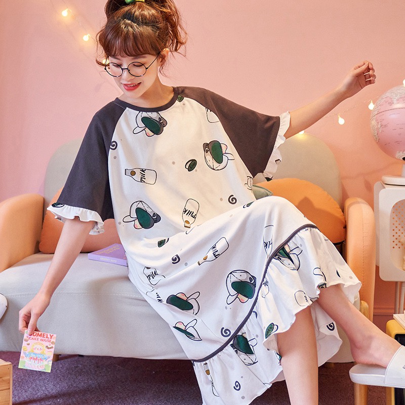 Đầm bigsize dáng suông thun cộc tay chân váy đuôi cá