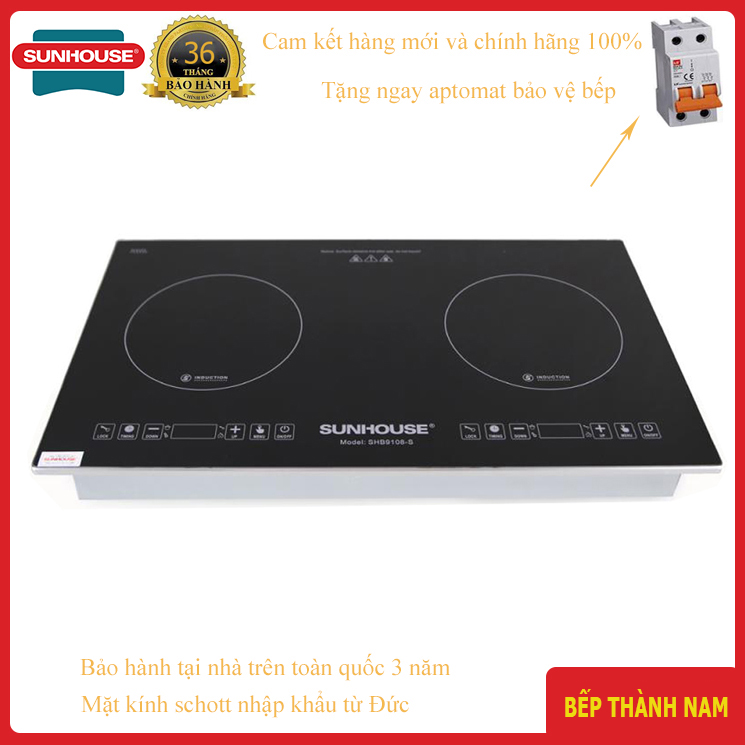 Bếp điện từ đôi sunhouse shb9108-s