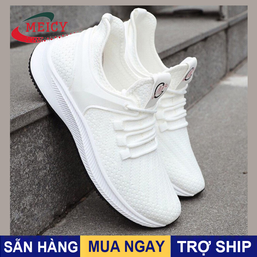 Giày sneaker nam cao cấp MEICY, giày thể thao nam trắng vải dệt thoáng khí, giày nam bạch mã hoàng tử, giày nam đẹp - fullsize 39-44 - Mã số: GTT097(1)