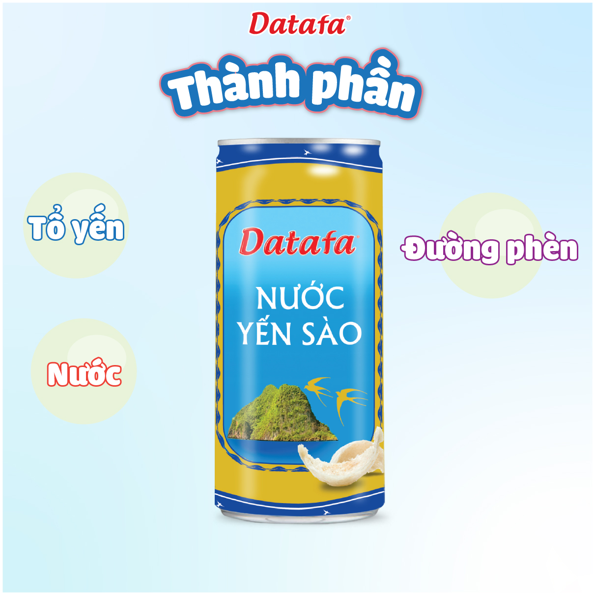 YẾN SÀO DATAFA CAO CẤP KHÔNG ĐƯỜNG HỘP 6 LỌ 70ML DÀNH CHO NGƯỜI BIẾT CHĂM SỨC KHỎE