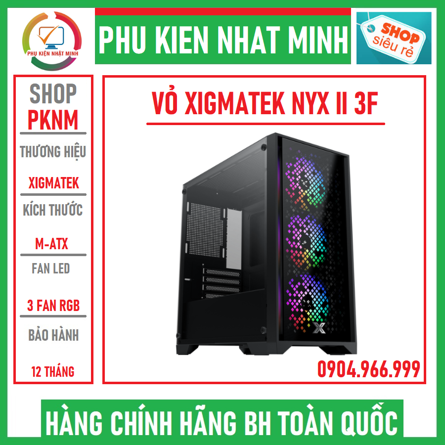 VỎ case xigmatek NYX II 3F black - white chính hãng mai hoàng phân phối BH 12 tháng