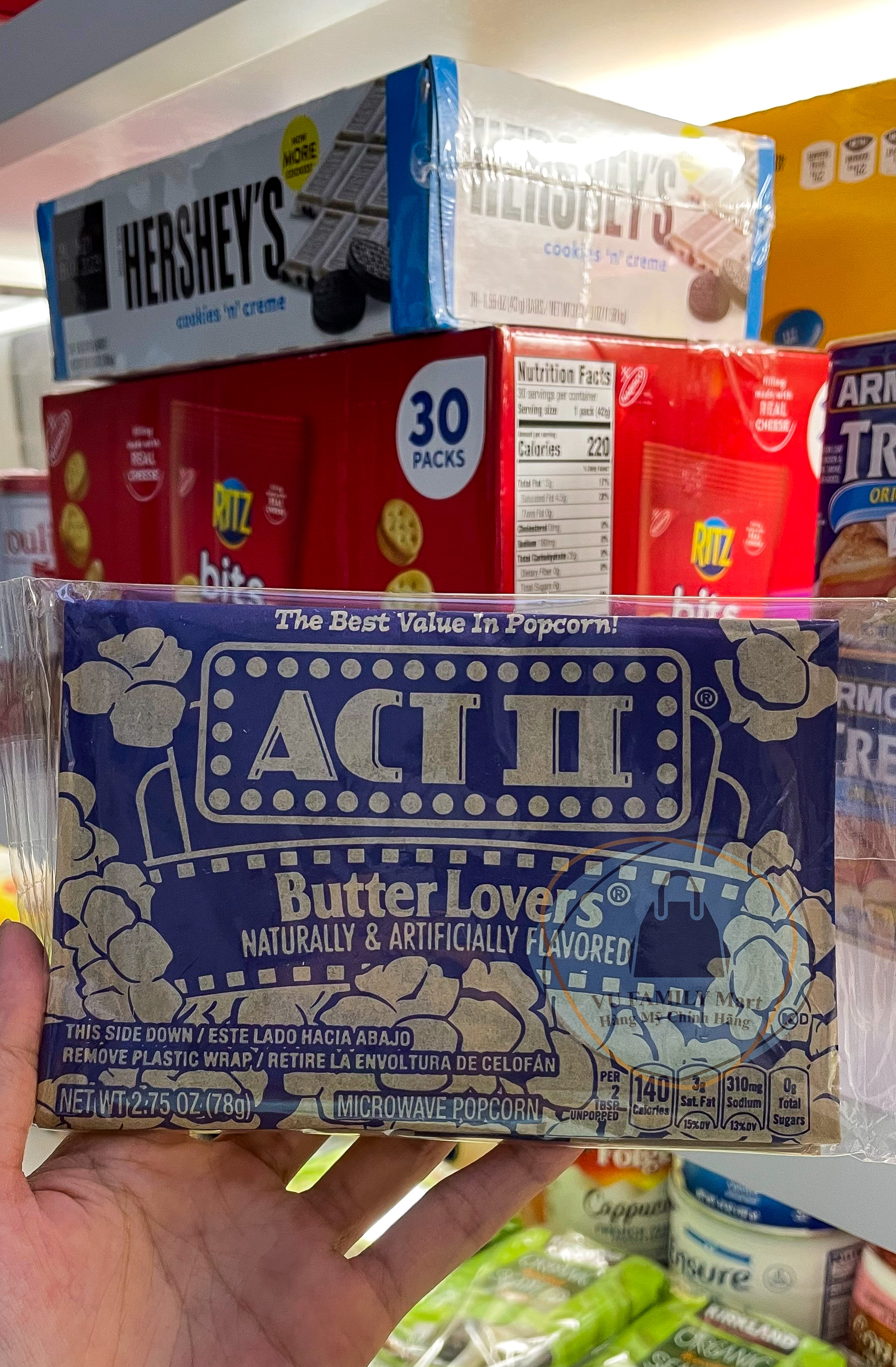 Bắp rang bơ ACT II Butter Lover Popcorn Tách Béo gói lẻ (78g/gói) Bắp rang lò vi sóng - Hàng Air Mỹ  (hsd 3-2024)