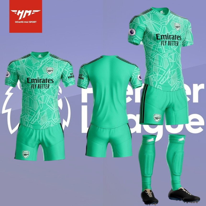 Bộ quần áo bóng đá clb arsenal xanh ngọc