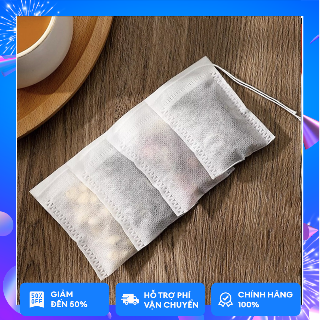 Combo 50 túi lọc trà, thảo dược dây rút chất liệu không dệt- 6x8- Phukientuiloc