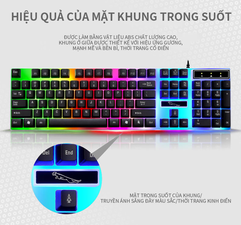 Bàn Phím Máy Tính, Bàn Phím Chơi Game, Bàn Phím Cơ, Bộ Bàn Phím Giả Cơ Dành Cho Game Thủ G21.Với Đèn Led Đa Màu, Phím Khắc Chữ Laser Chống Bay. Bảo Hành 3 Tháng