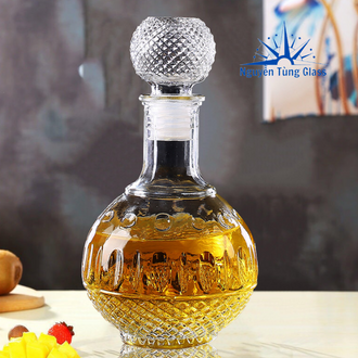 Chai Đựng Rươu Thủy Tinh mẫu Bầu Tròn Chấm Bi