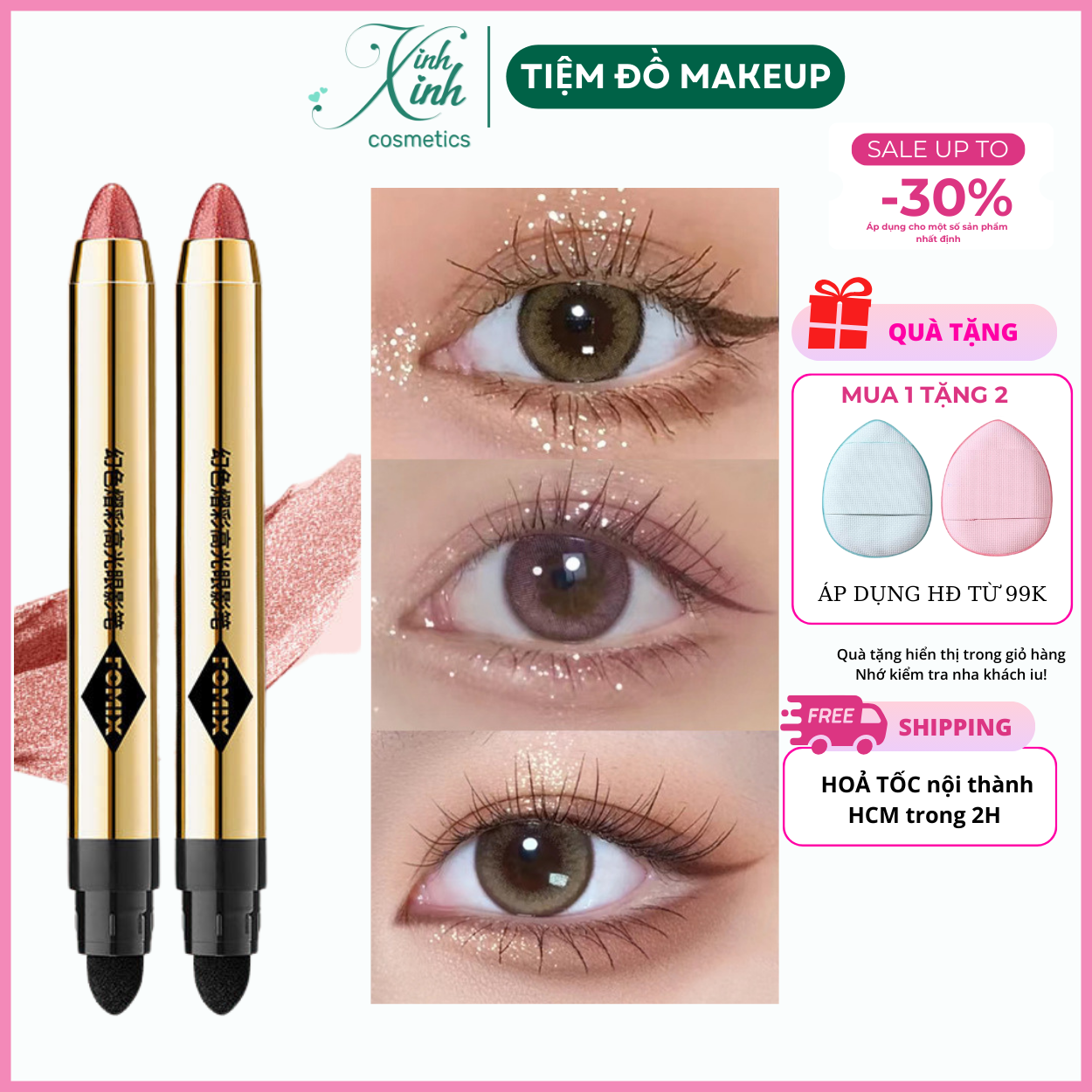  Phấn mắt dạng bút sáp 2 đầu  fomix màu lấp lánh bút nhũ mắt lâu trôi - MT MAKEUP STORE 