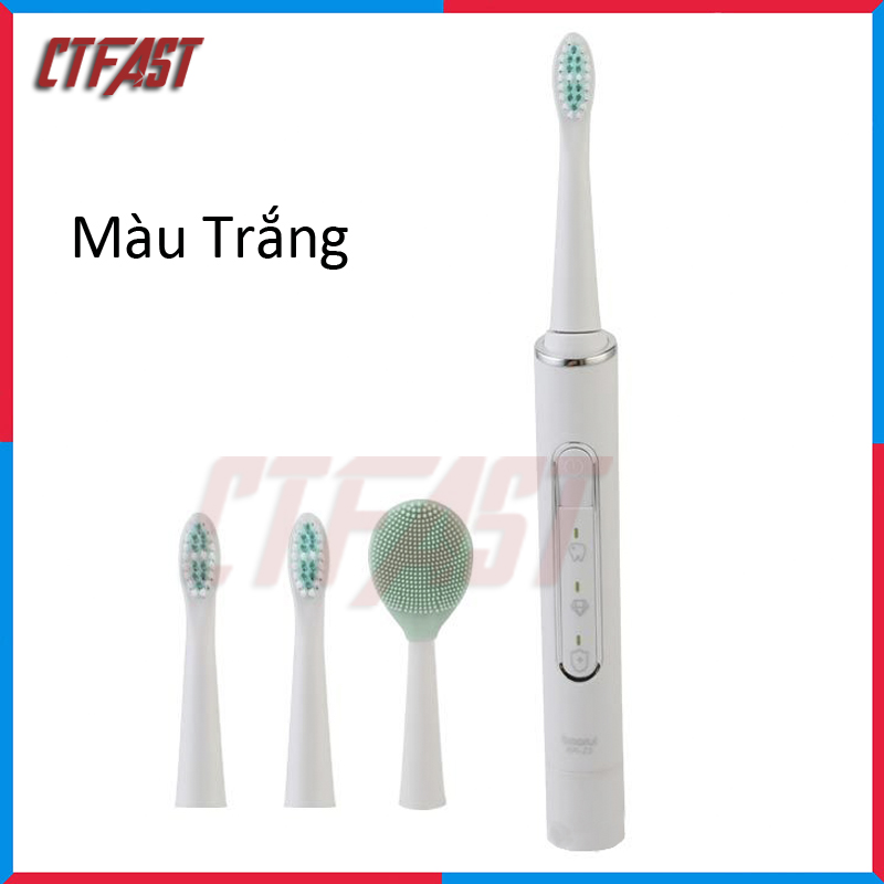 Bàn chải điện Clean Sonic CTFAST Boorui Z3, bàn chải điện thế hệ mới hai trong một (3 chế độ đánh răng + máy rửa mặt ) tặng kèm 2 đầu bàn chải và 1 đầu rửa mặt, sạc USB không dây, chống nước IPX7 - Hàng chính hãng