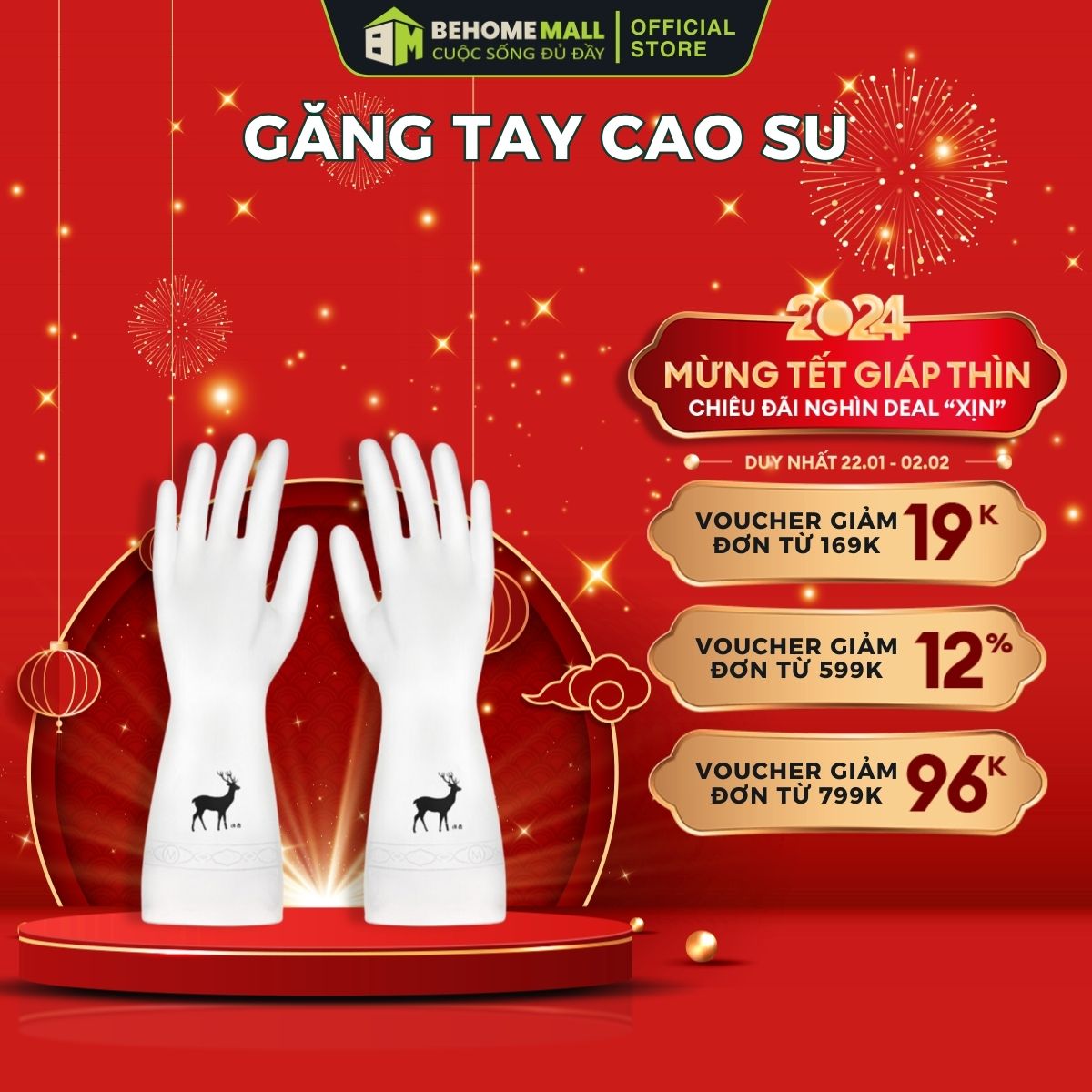 Găng tay cao su behomemall găng tay rửa chén hình con hươu siêu dai siêu bền chuyên dùng làm bếp , dọn dẹp rửa chén bát
