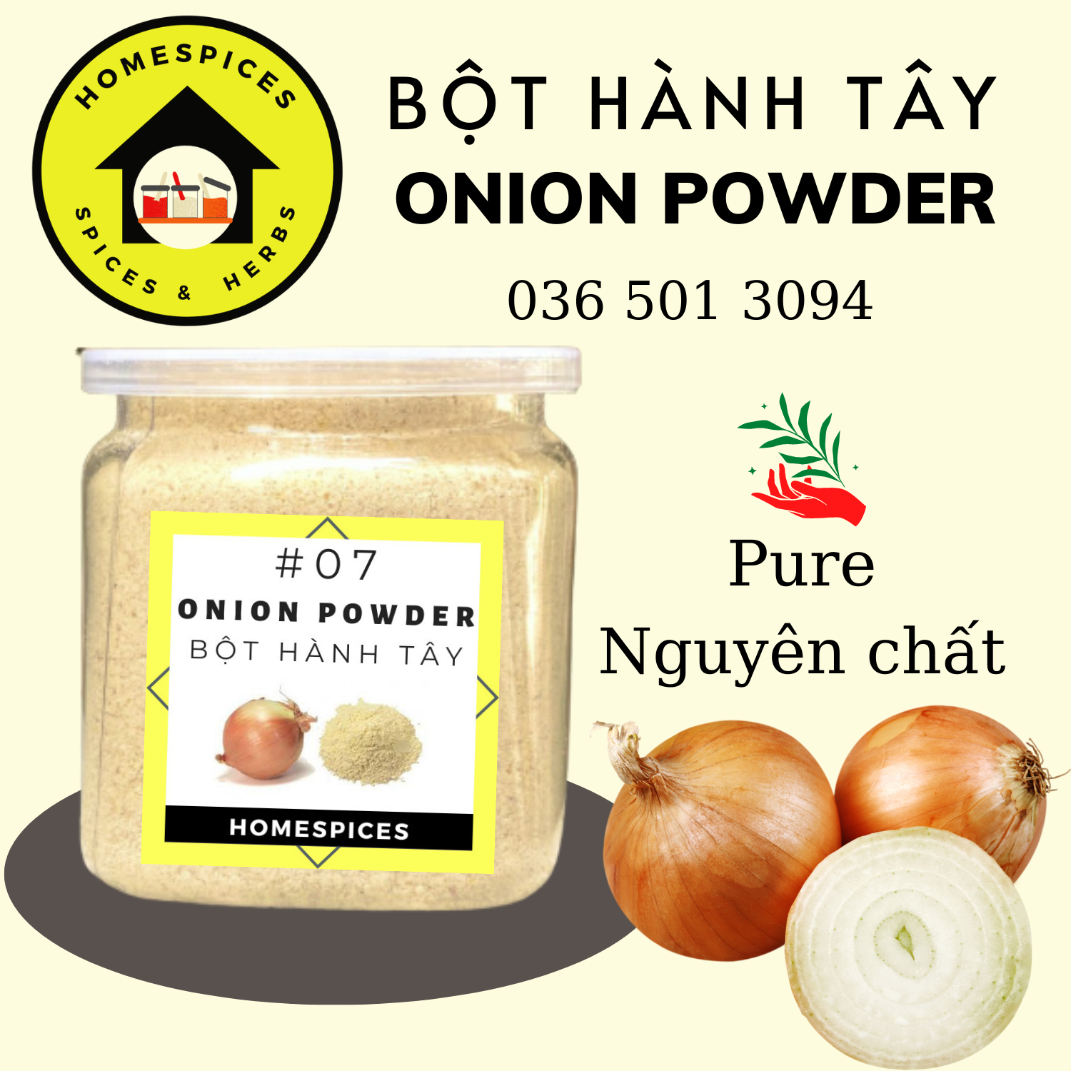 (VOUCHER FREESHIP BÊN DƯỚI) Bột hành tây - Onion powder nguyên chất ướp thịt thơm ngon HOMESPICES gia vị của mọi nhà - bột hành bột tỏi - bột gia vị - bột tỏi bột hành - gia vị việt - bột hành nguyên chất - homespices -