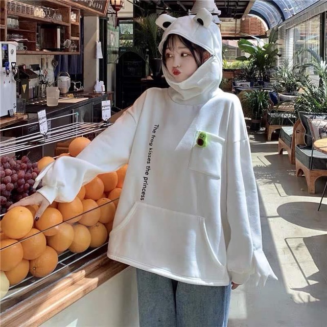 Áo Hoodie Nữ Nam Con Ếch Mũ Khóa Ấm Áp AH47