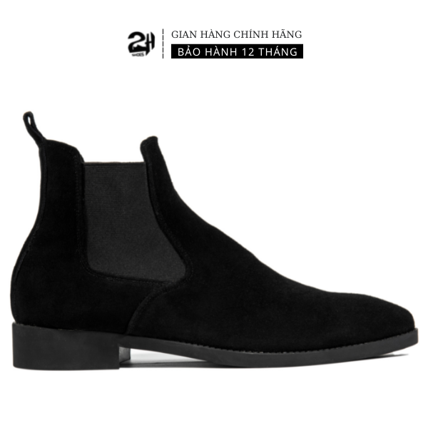 Giày nam chelsea boot da bò lộn, phối quần jean đen siêu ngầu SHOES 2H size 38-43, Nâu - Đen 2H-56