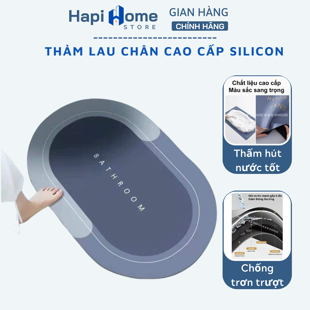 Thảm Lau Chân Silicon Siêu Thấm Nước, Thảm Chùi Chống Trượt Cao Cấp