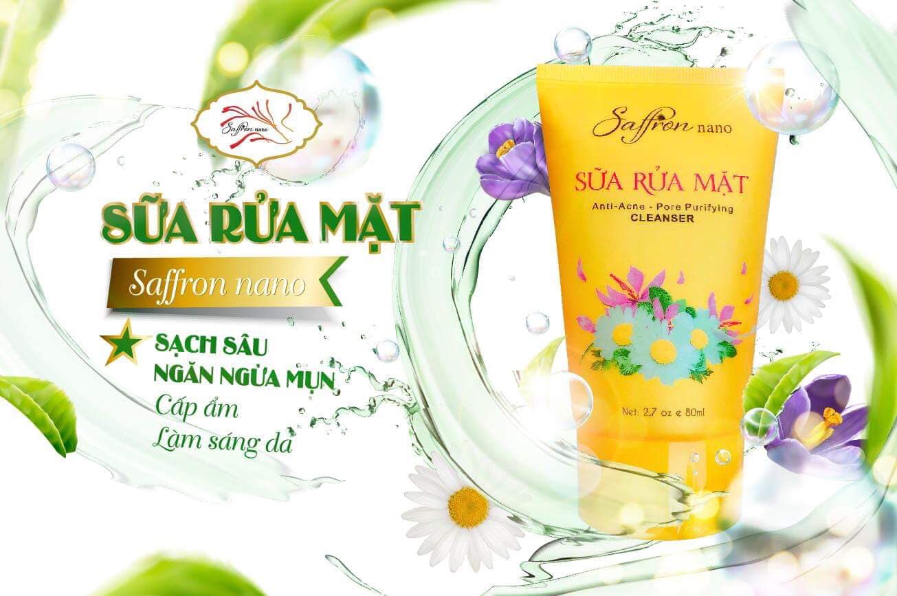 Sữa rửa mặt hoa cúc dành cho mọi loại da Saffron nano
