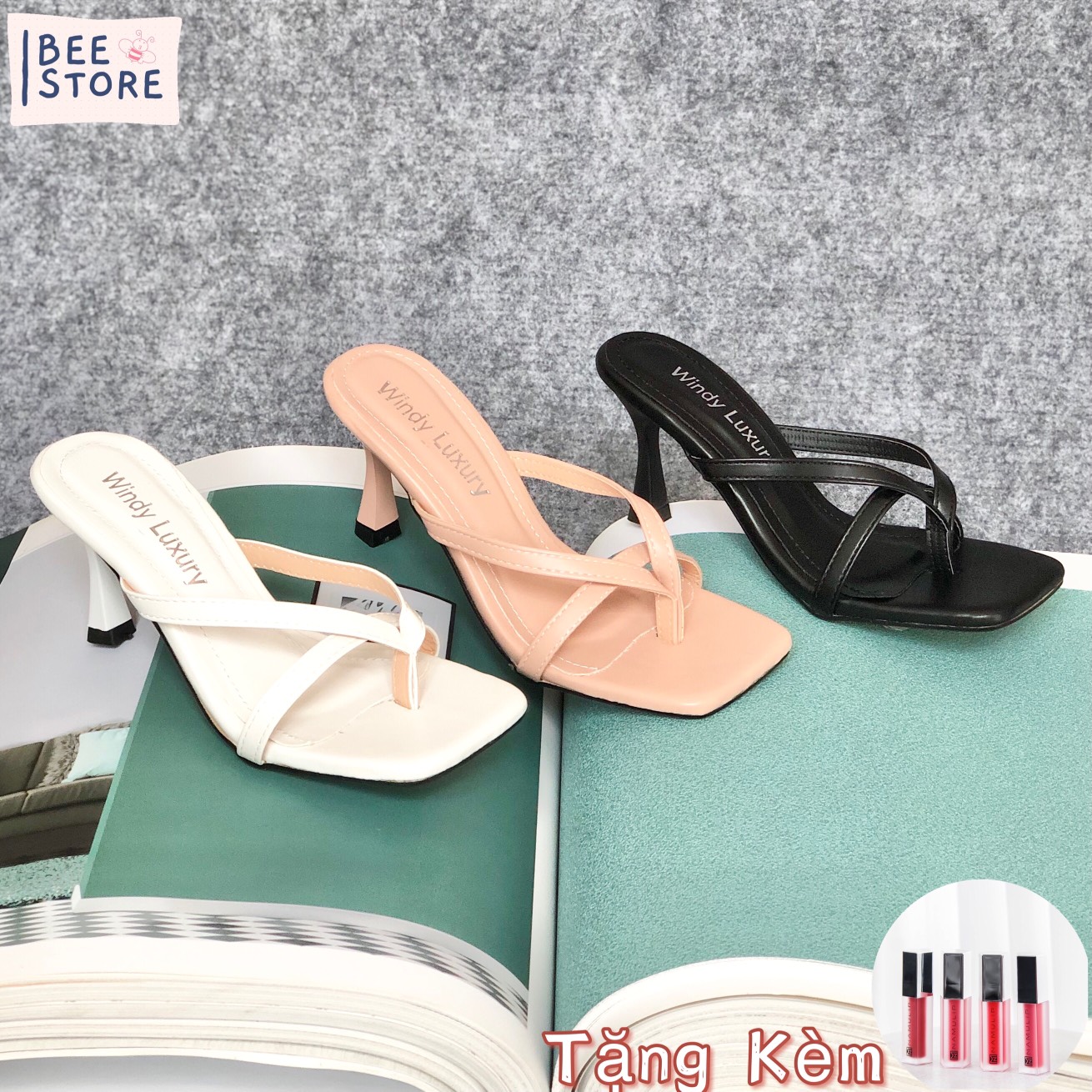 Guốc kẹp quai mảnh sang trọng ❤️𝐓ặ𝐧𝐠 𝐊è𝐦 𝟏 𝐒𝐨𝐧 𝐇𝐐❤️ gót nhọn đế cao 6cm mũi vuông chuẩn hàng VNXK - Freeship