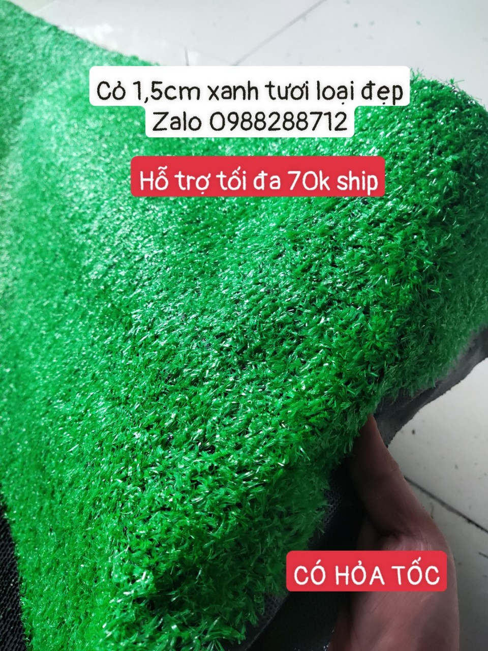 Thảm cỏ nhân tạo 1,5cm xanh tươi