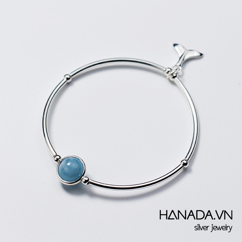 Lắc tay bạc 925 hanada thạch anh - đuôi cá w00 1