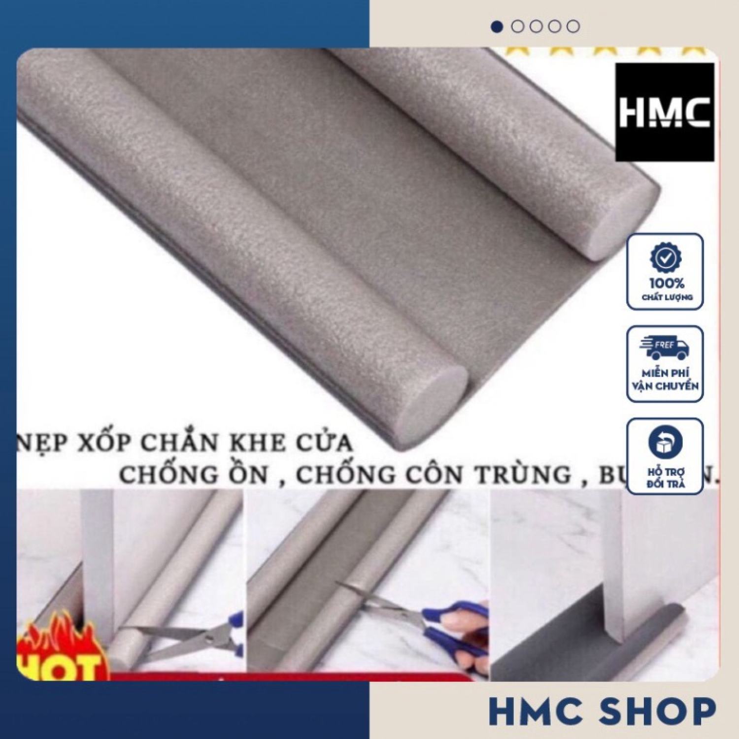Thanh nẹp xốp chắn cửa đa năng dài 95cm ,chặn khe cửa ngăn côn trùng bụi bẩn,chắn gió điều hòa,tránh kẹp chân em bé