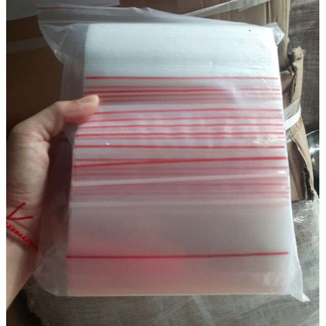 [HCM]1KG - SIZE 13X18 TÚI ZIPPER VIỀN CHỈ ĐỎ