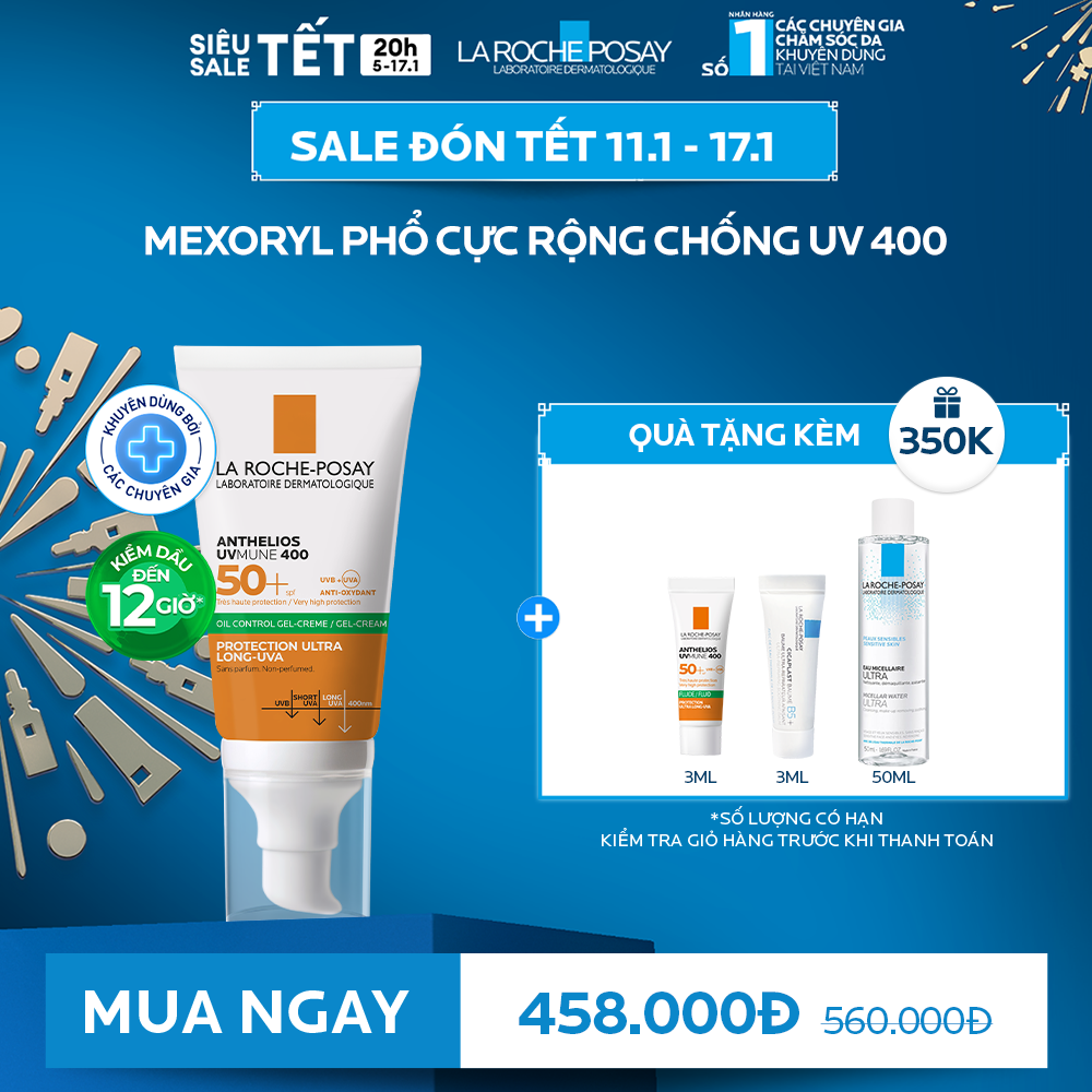 [Livestream VC 30%] Kem chống nắng La Roche-Posay kiềm dầu 12H Anthelios UVMUNE 400 Gel Cream