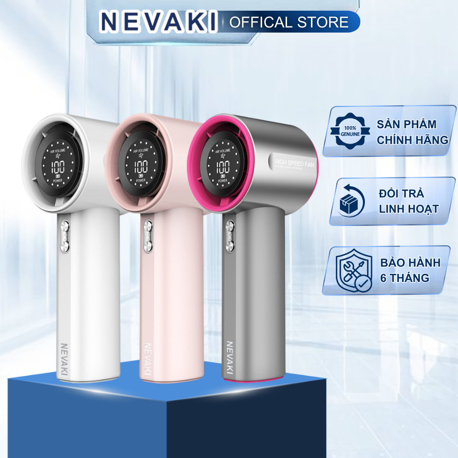  Quạt cầm tay mini NEVAKI 4000mAh quạt sạc điện 100 tốc độ gió có thể điều chỉnh màn hình kỹ thuật số quạt điện cầm tay bảo hành 6 tháng 