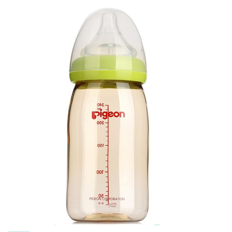 [ Chính Hãng ] Bình sữa Pigeon cổ rộng màu xanh lá 160ml/240ml nội địa Nhật - Dom Dom Kids