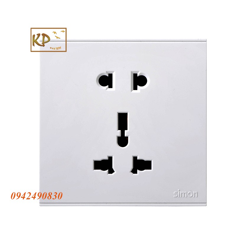Chính hãng Ổ cắm 3 chấu đa tiêu chuẩn 10A & ổ cắm 2 chấu dùng cho chấu tròn và dẹt chuẩn vuông Simon E6 721080