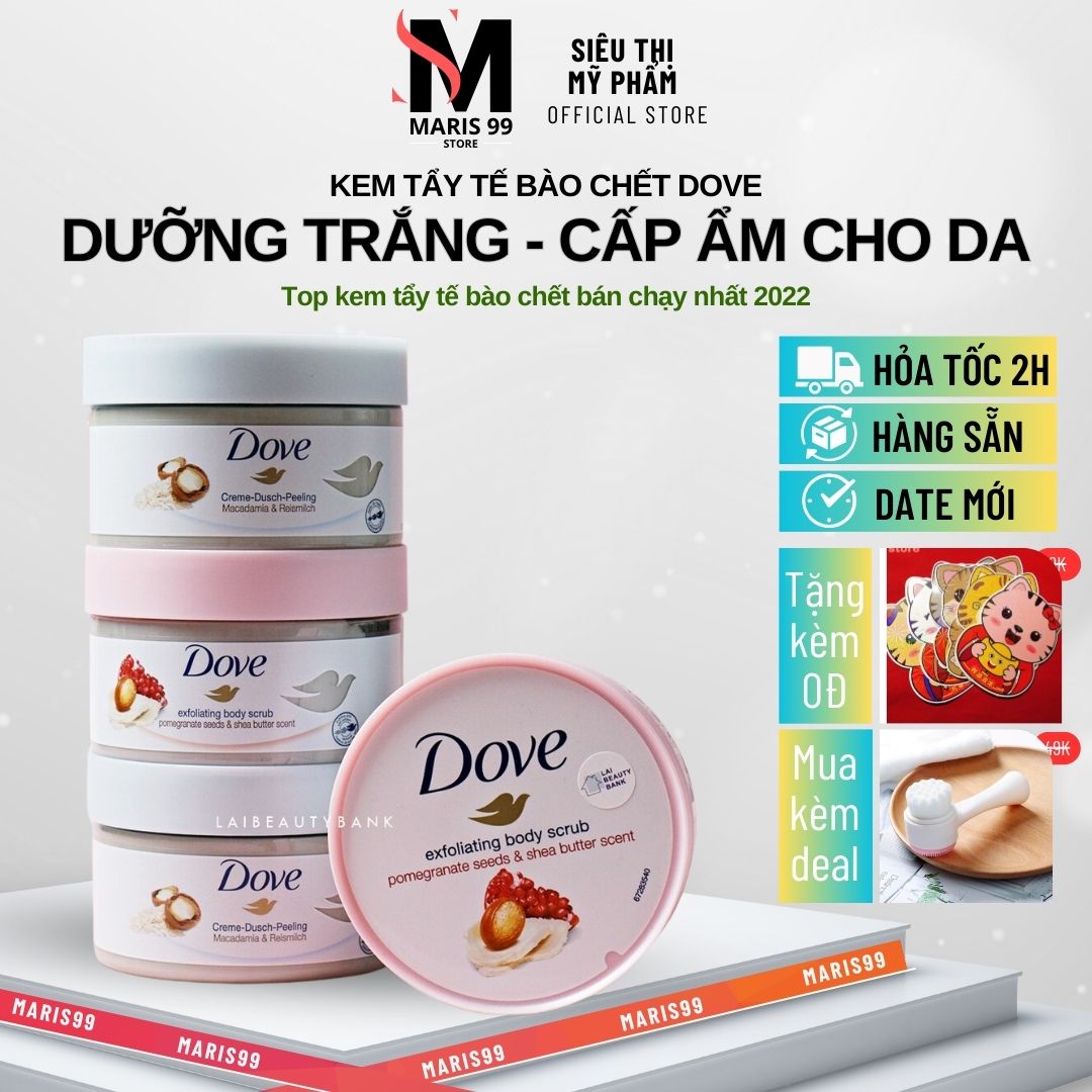Tẩy Tế Bào Chết Dove, Tẩy Da Chết Body Dove Chăm Sóc Da Dưỡng Trắng Cấp Ẩm ( 225ml ) _Achoice