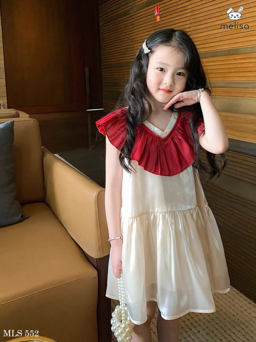 Đầm tết Melisa công chúa bé gái cao cấp, đầm tiệc bé gái chất tơ óng siêu xinh