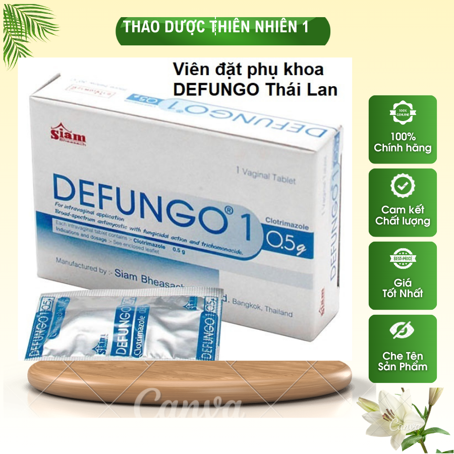 Viên đặt phụ khoa DEFUNGO Thái Lan khử khuẩn, hết nấm ngứa