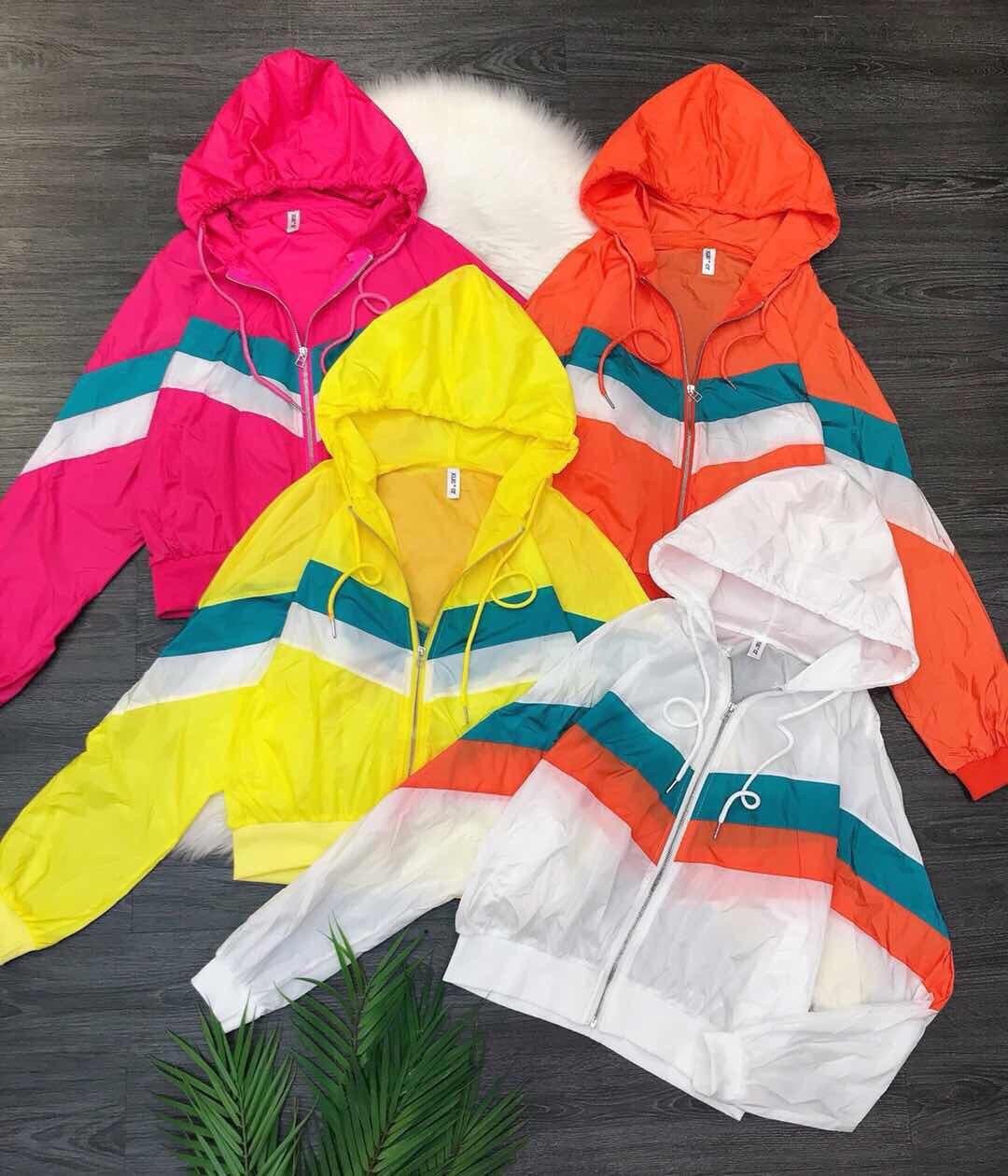 ÁO KHOÁC DÙ NỮ PHỐI SỌC CÓ NÓN TRẺ TRUNG CÁ TÍNH HÓT 2019