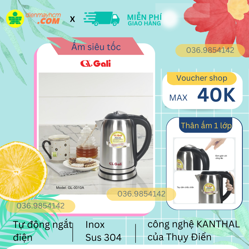 Ấm siêu tốc gali mã sp gl-0010a 1000w 1l nhập khẩu bảo hành chính hãng 12t tem cr chứng nhận chất lượng hàng hóa nhập khẩu