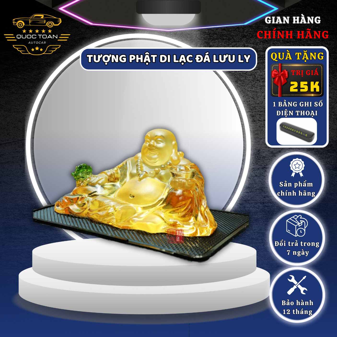 Tượng phật di lặc đá ngọc lưu ly trang trí xe ô tô, bàn làm việc