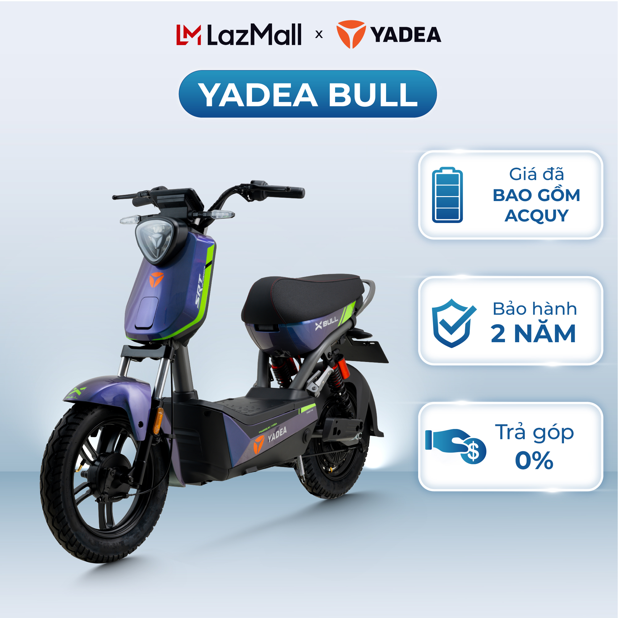 [TRẢ GÓP 0%] Xe Máy Điện YADEA XBULL Học Sinh Nhỏ Gọn 75Km Một Lần Sạc Bản 2024 - Bảo Hành 2 Năm