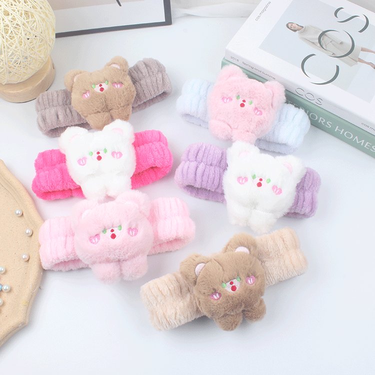 Băng đô bờm cài tóc gấu má hồng mền mịn siêu cute Nunam shop băng đô vải bảng to đẹp skincare