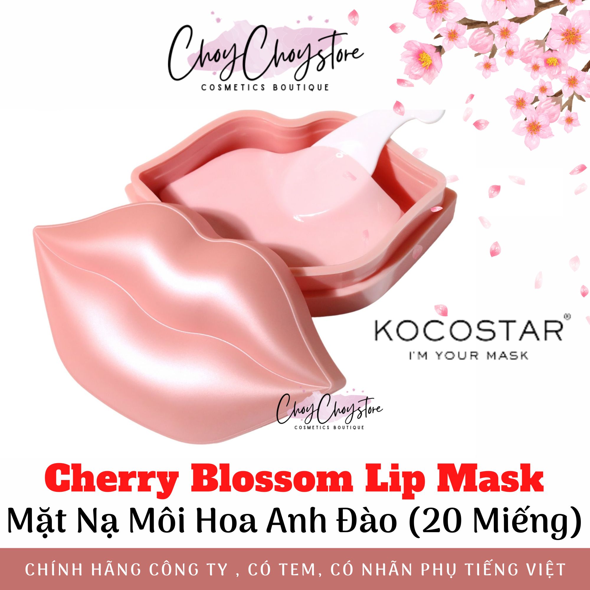 Mặt nạ môi kocostar cherry blossom lip mask - mặt nạ môi hoa anh đào