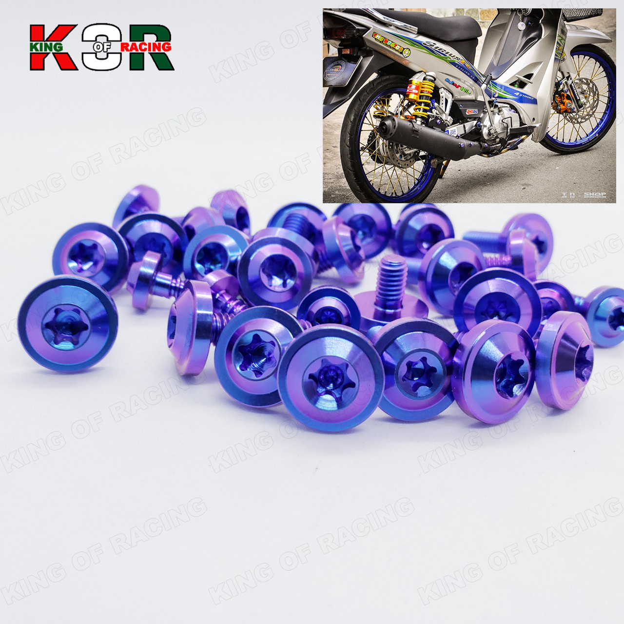 full Ốc Titan Gr5 xanh tím gắn dàn áo sirius, mẫu cao cấp, phụ kiện đồ chơi sirus kiểng, KING OF RACING