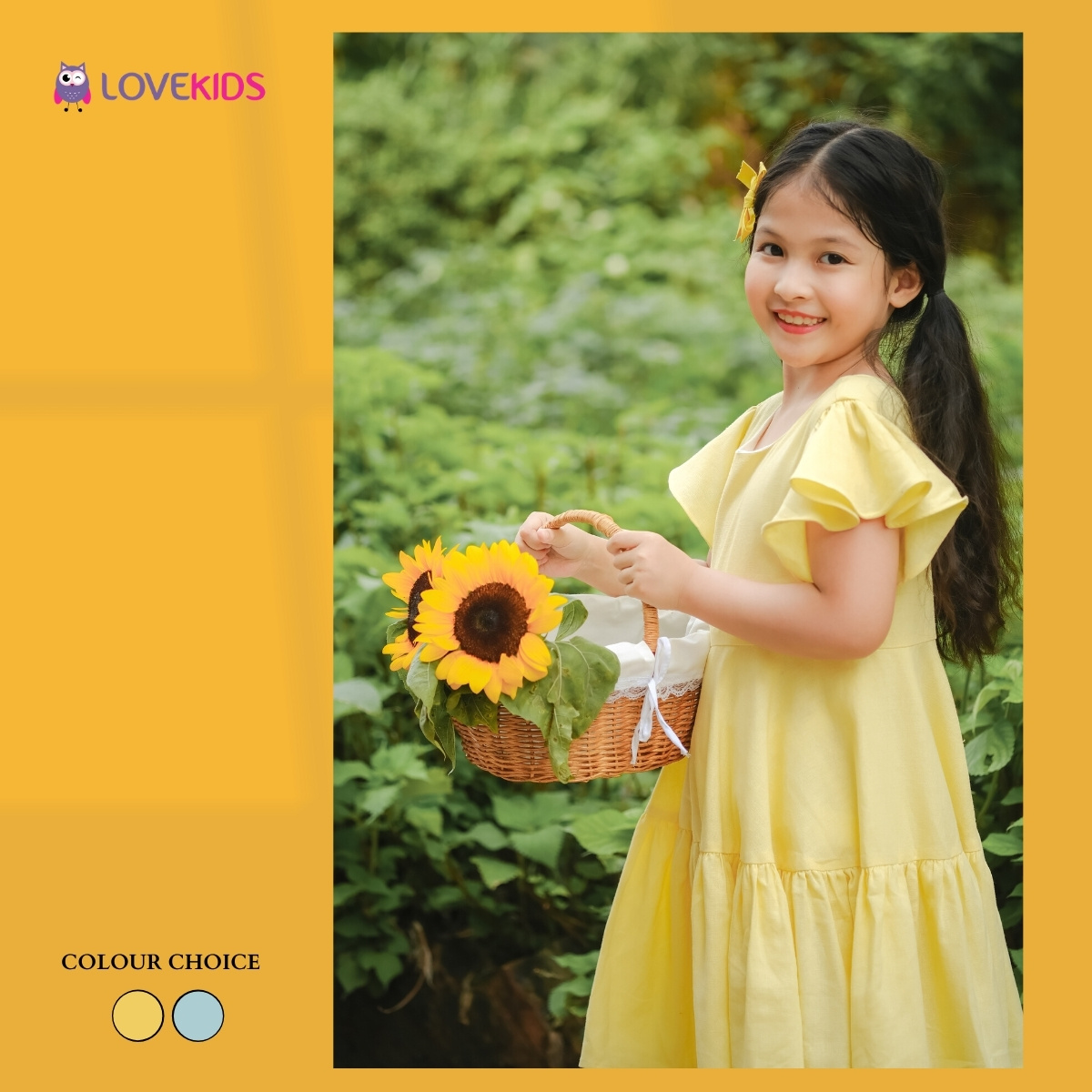 Váy bé gái tay bèo linen mềm mát cho mùa hè - lovekids