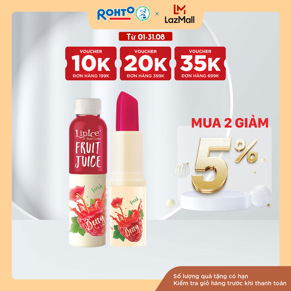 Son dưỡng có màu chiết xuất trái cây Lipice Sheer Color Fruit Juice 4g (Đỏ Mọng)