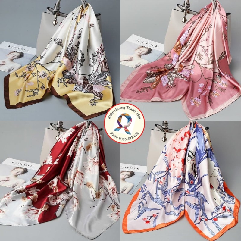 Khăn vuông lụa 90x90cm quàng cổ nữ đẹp - buộc tóc - quấn túi xách- làm áo yếm- chùm đầu cao cấp