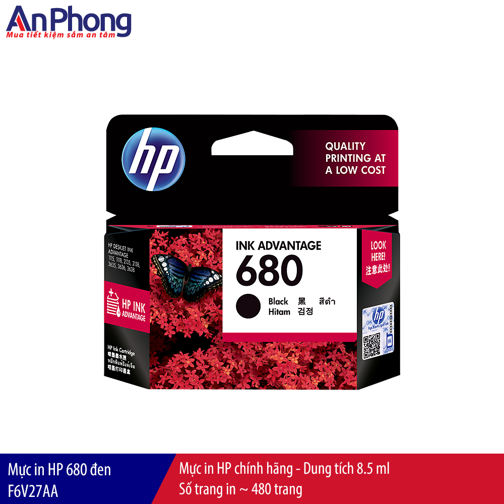 Mực in HP 680 đen F6V27AA mực chính hãng HP
