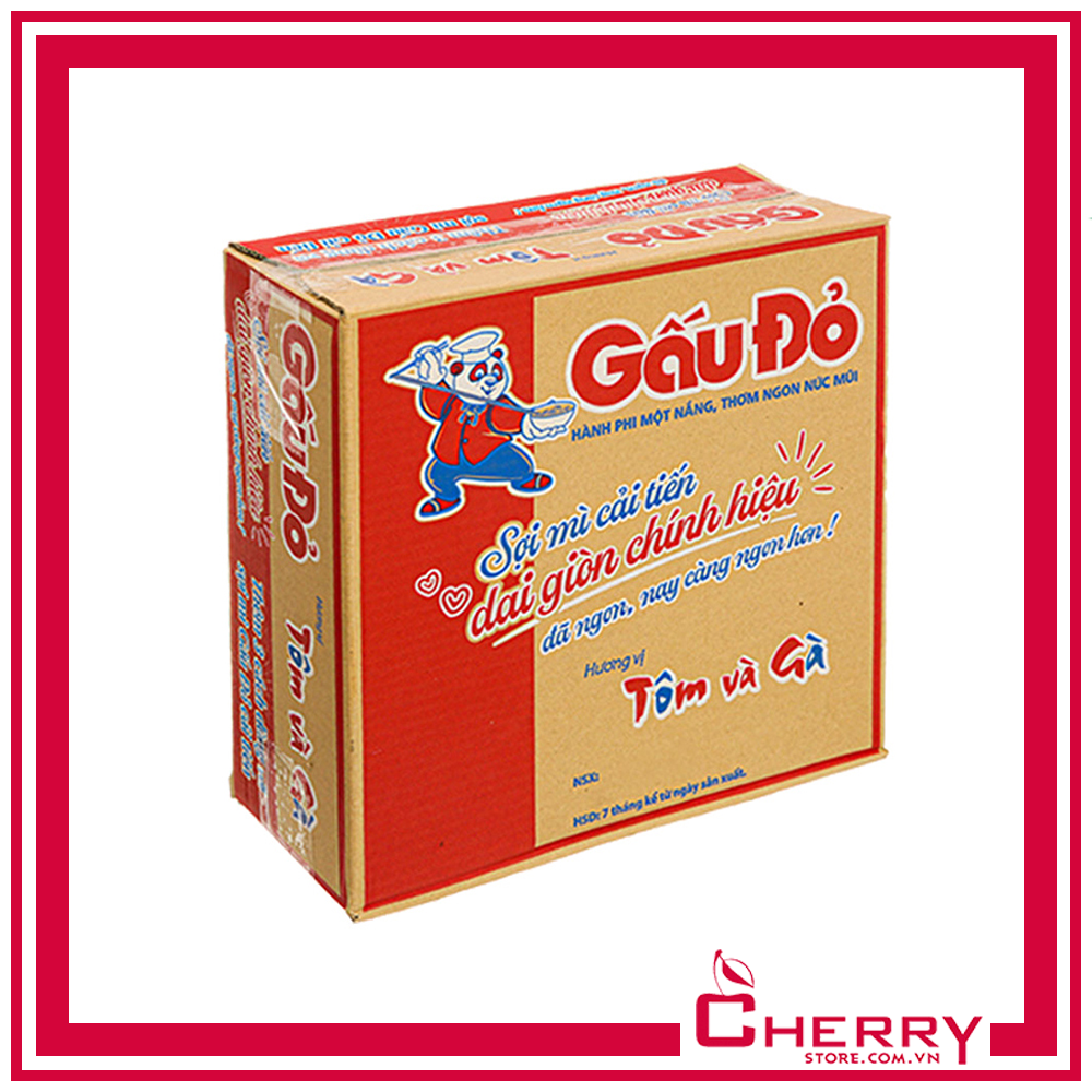 Thùng 30 gói mì gấu đỏ tôm và gà 63g
