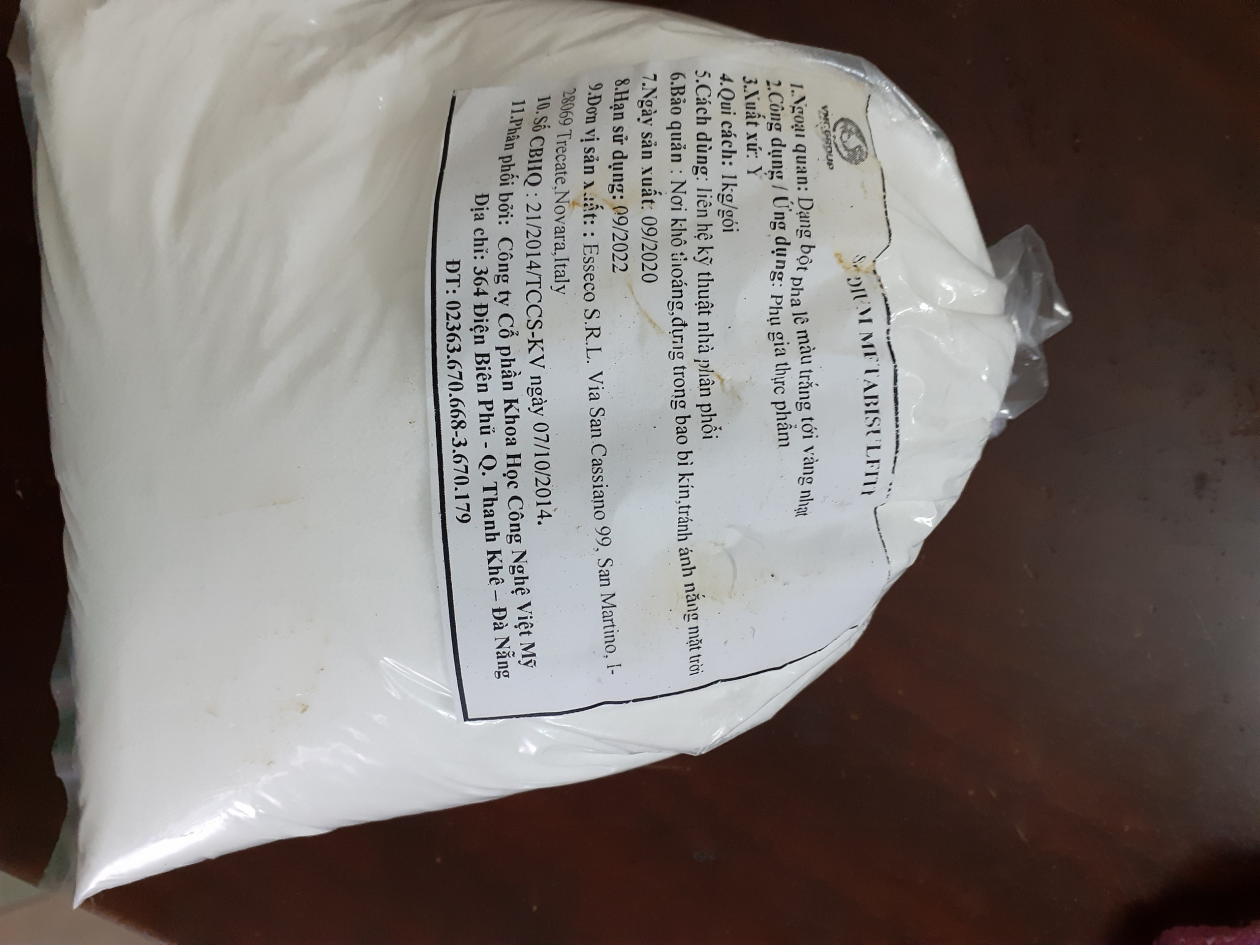 gói 1kg SODIUM METABISULFITE NA2S2O5 PHỤ GIA TẨY TRẮNG