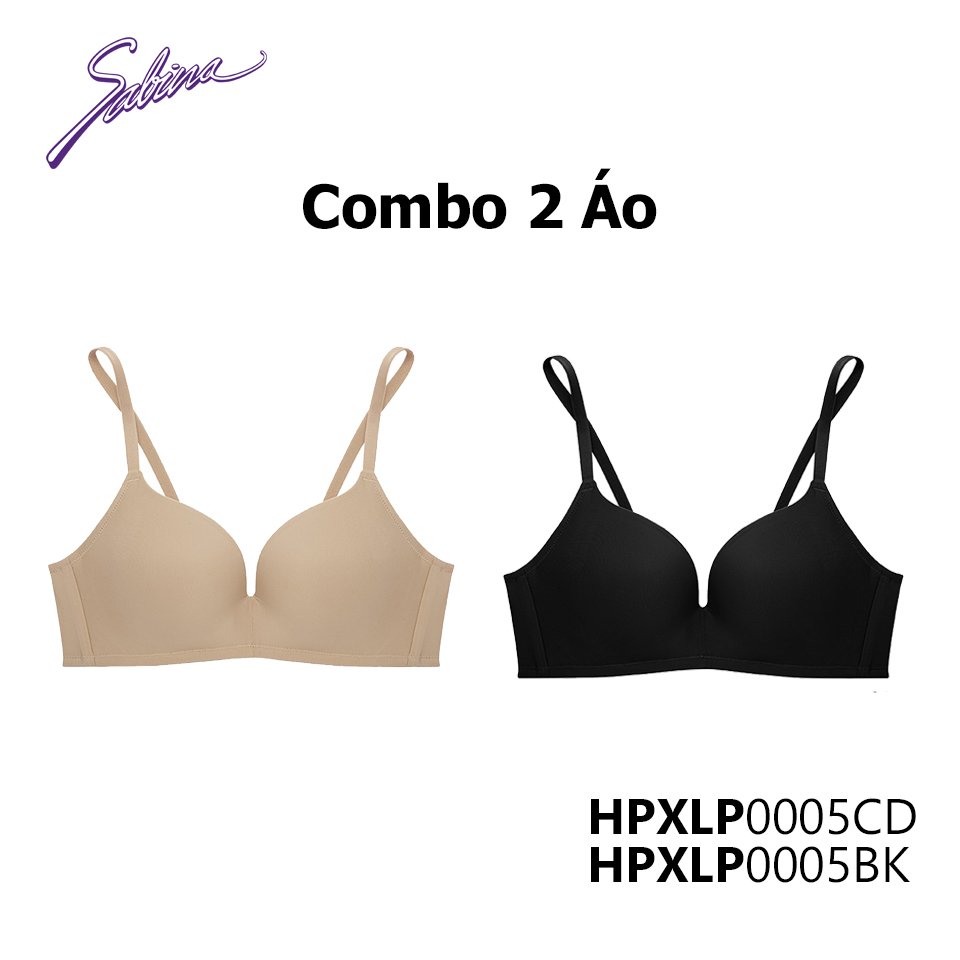 [SALE XẢ HÀNG ĐẾN 80%] Combo 2 Áo Lót Không Gọng Mút Dày Vừa Nâng Ngực Màu Trơn Habpy Lady By Sabina HBXLP0005BK+HBXLP0005CD
