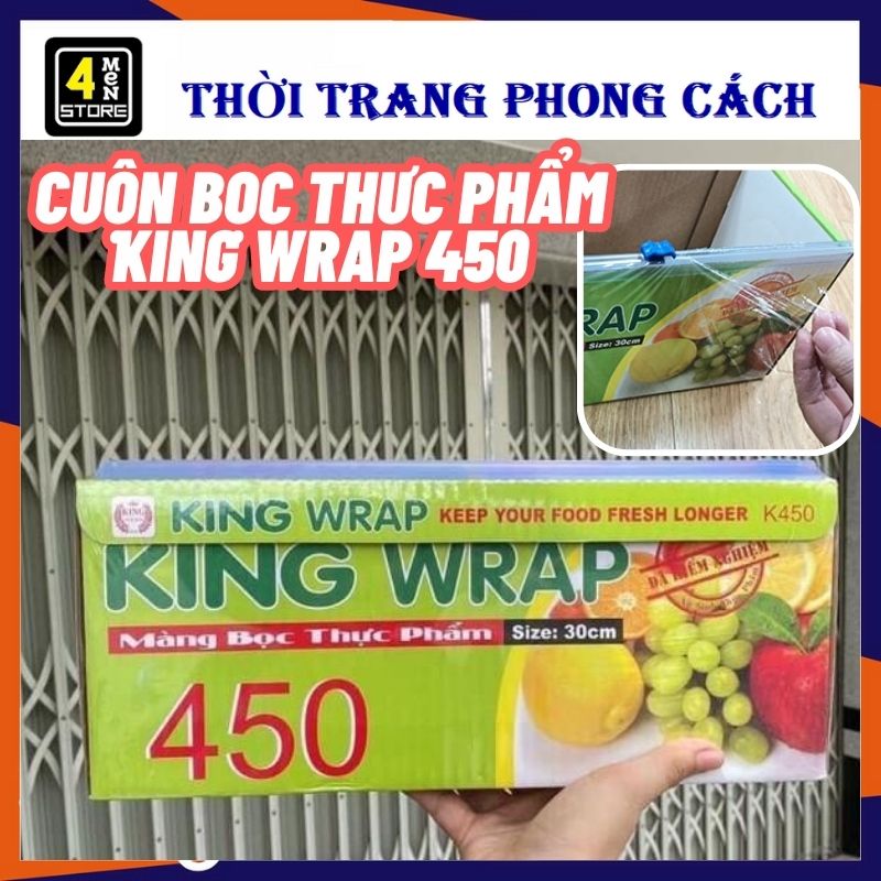 Màng bọc thực phẩm Kingwrap lớn 30 x 450 bọc thức ăn bảo quản rau củ quả thịt cá tươi ngon hơn trong tủ lạnh dẻo dai 